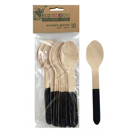 Wooden Spoon-Black, 10 Pack