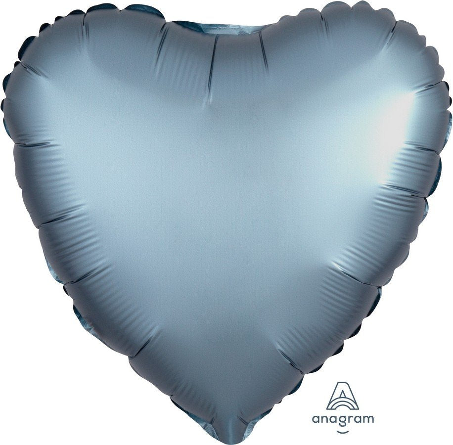 Steel Blue Satin Luxe Heart Foil