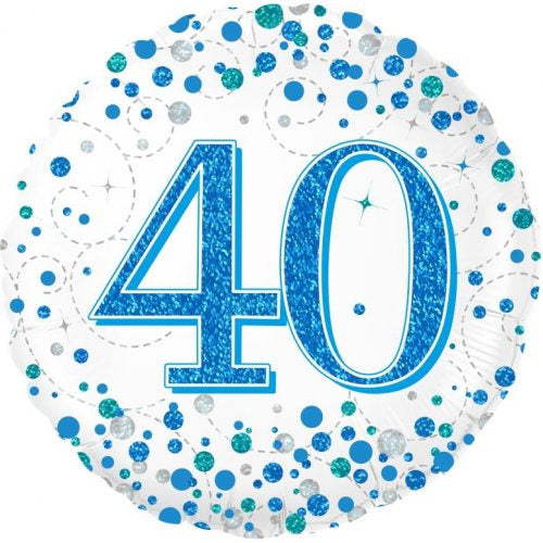 Sparkling Fizz Blue 40th Birthday 18 Inch Foil Balloon