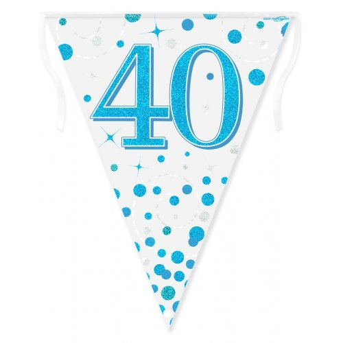 Sparkling Blue Fizz 40th Birthday Bunting