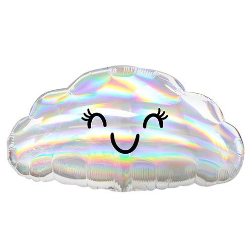 Holographic Smiley Cloud Balloon