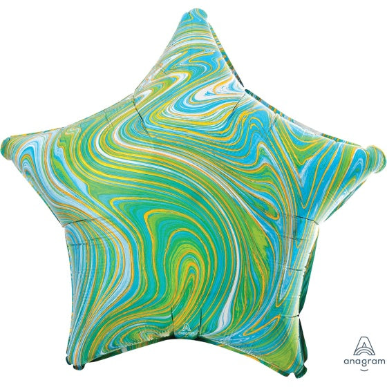 Blue & Green Marblez Star 19" Foil Balloon