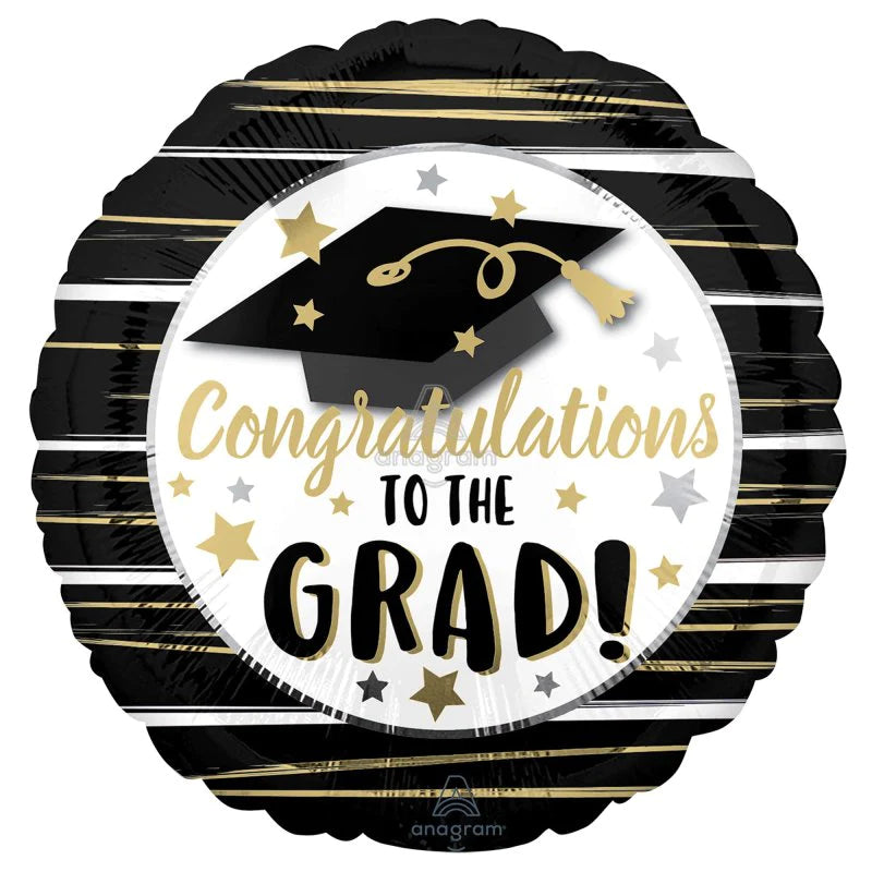 Congratulations To The Grad Black and Gold Foil Balloon