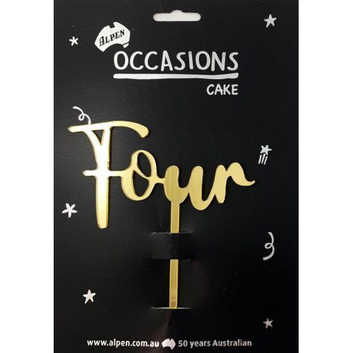 Number 4 Gold Acrylic Cake Topper