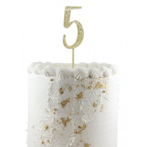 Number 5 Gold Glitter Acrylic Cake Topper