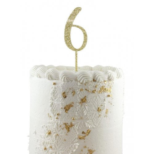 Number 6 Gold Glitter Acrylic Cake Topper