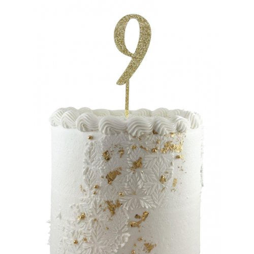 Number 9 Gold Glitter Acrylic Cake Topper