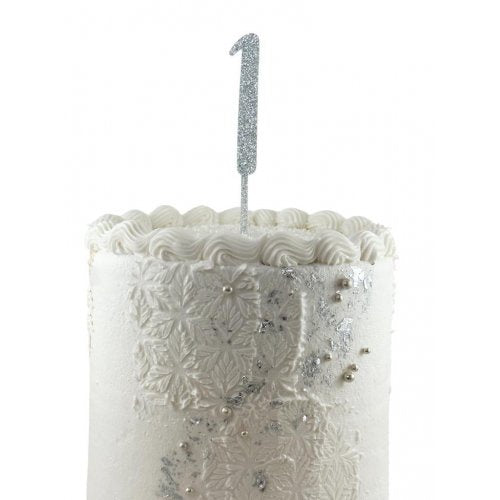 Number 1 Silver Glitter Acrylic Cake Topper