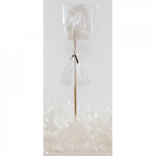Pearl Glitter Number 2 Candle on a Stick