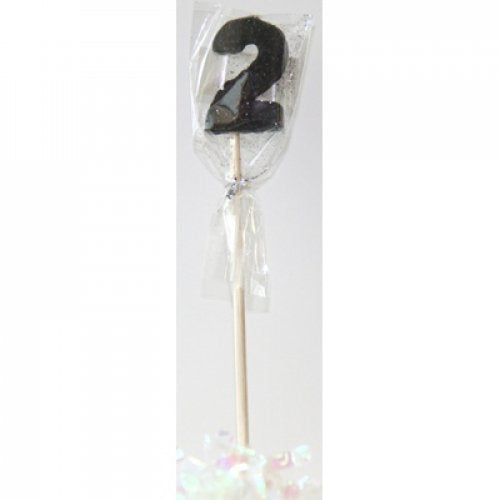 Black Number 2 Candle On Stick