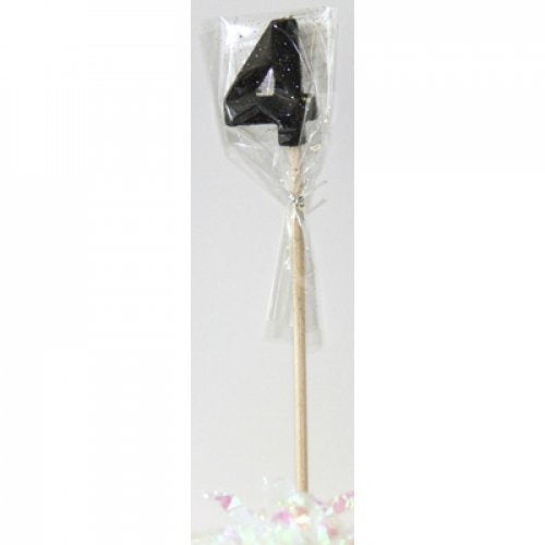 Black Number 4 Candle On Stick