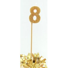 Gold Number 8 Candle On Stick