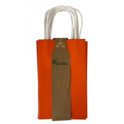Paper Orange Party Bags (Set of 5)