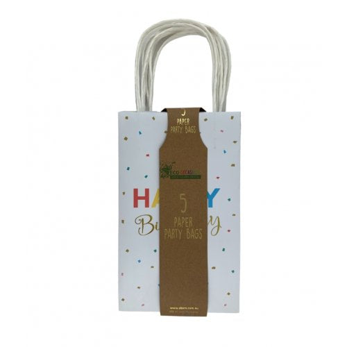 Paper Happy Birthday Party Bags (Set of 5)