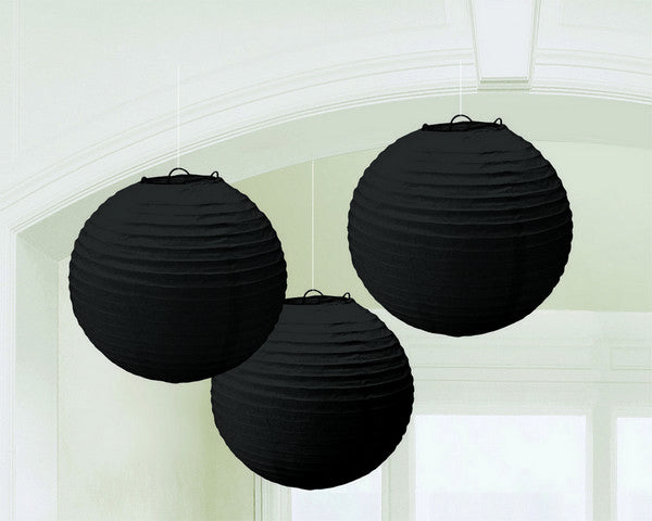 Round Paper Black Lanterns 3 Pack