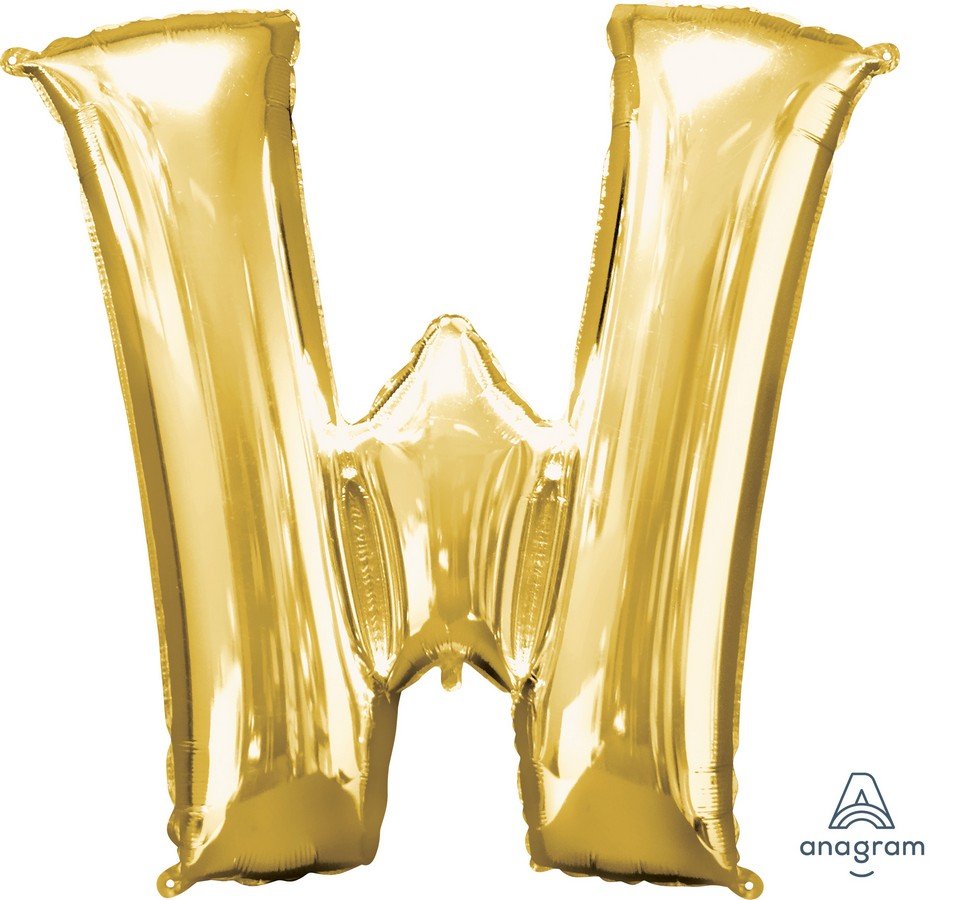 Gold Letter W Supershape Foil Balloon