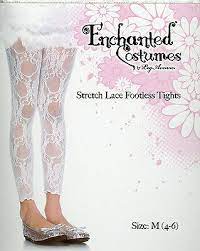 Stretch White Lace Footless Tights