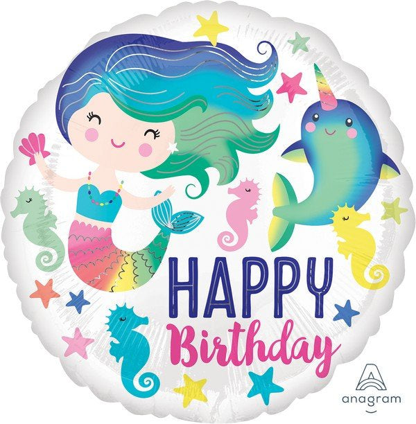 Happy Birthday Colourful Ocean Mermaid Foil Balloon