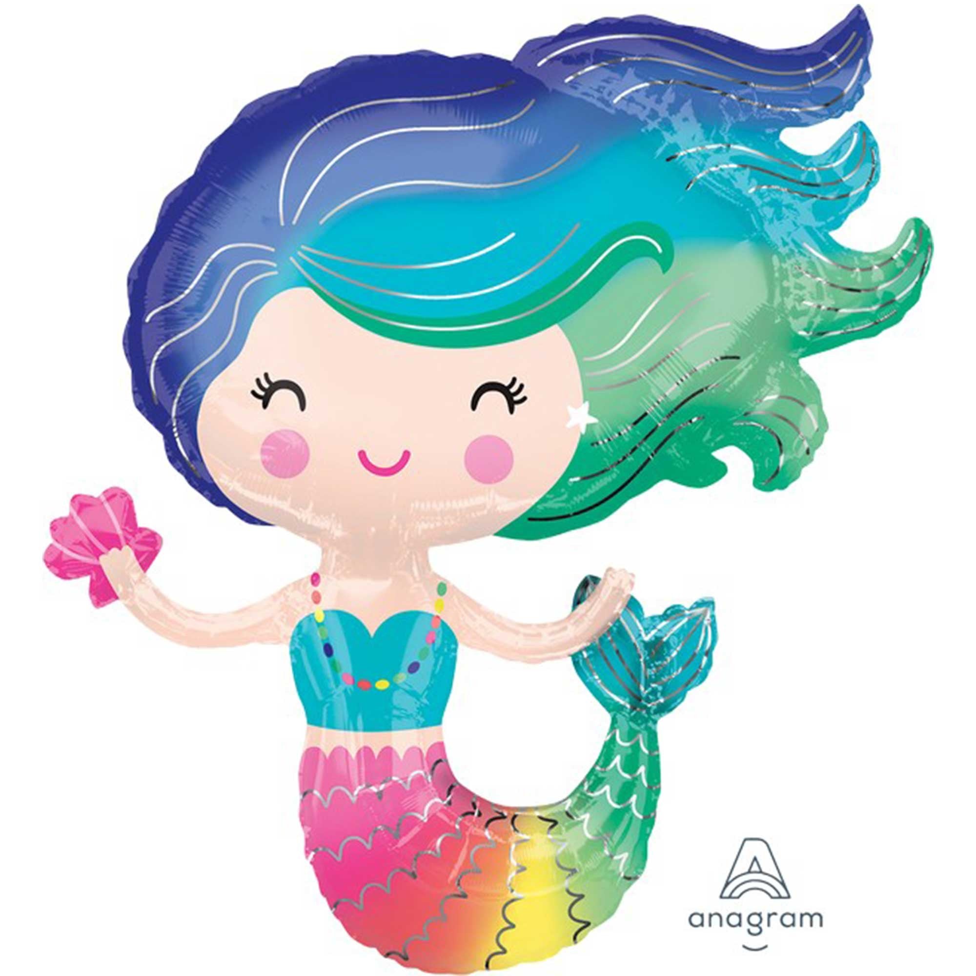 Rainbow Mermaid Supershape XL Foil Balloon