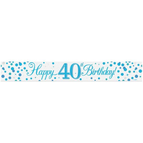 Sparkling Fizz Blue 40th Birthday Banner
