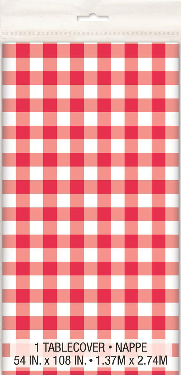 Red Gingham Plastic Tablecloth