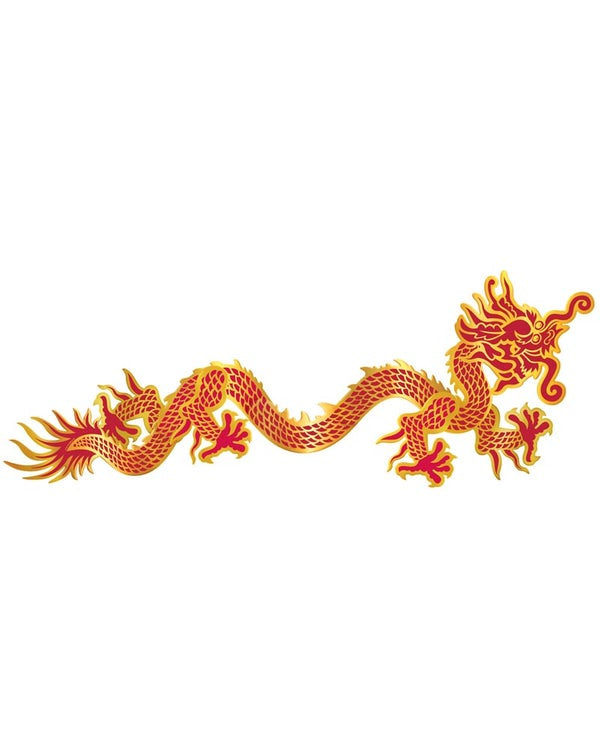 Asian Dragon Red & Gold Jointed Cutout