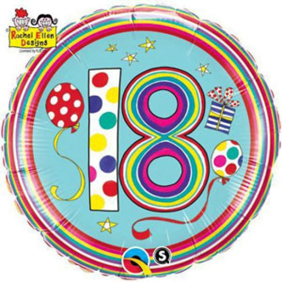 18in 18 Polka Dots & Stripes Balloon