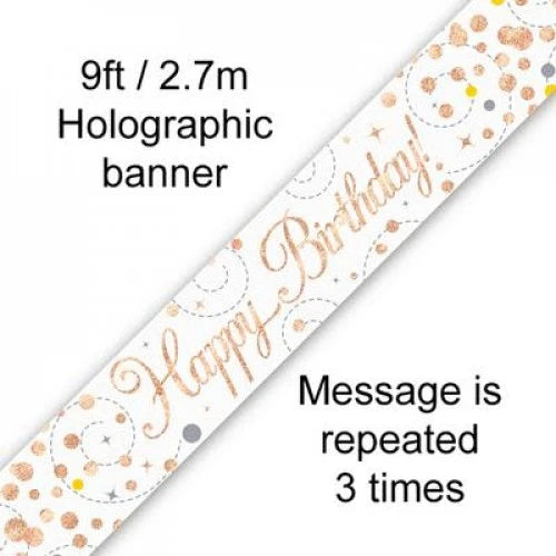 Sparkling Fizz Rose Gold Birthday Banner