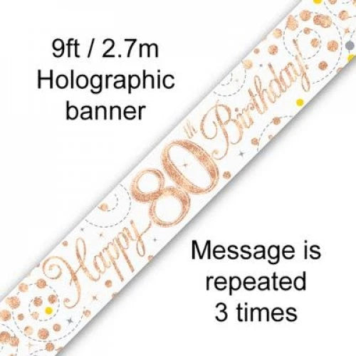 Sparkling Fizz Rose Gold 80th Banner