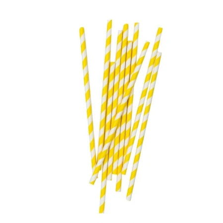 Yellow Paper Straws Pk 10