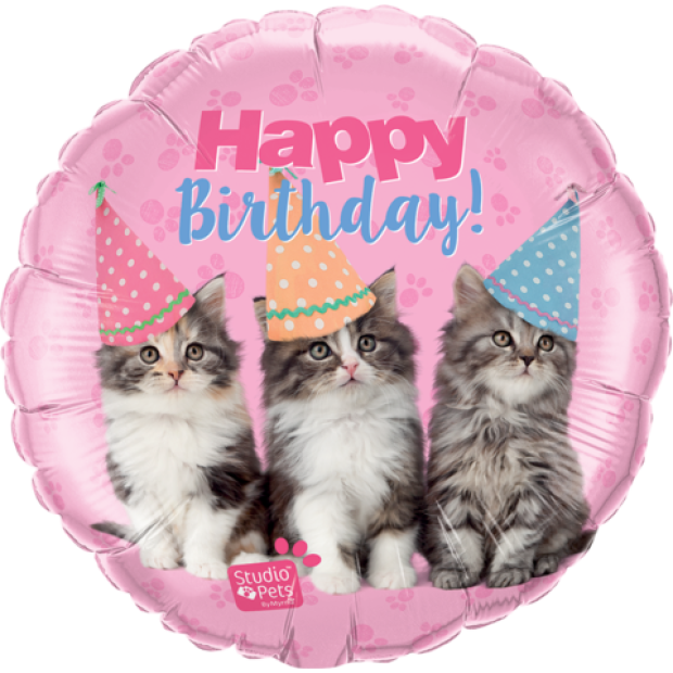 Birthday Kittens Foil Balloon