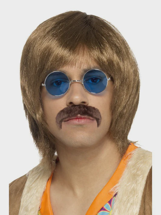 60s Hippie Wig with Glasses & Tash