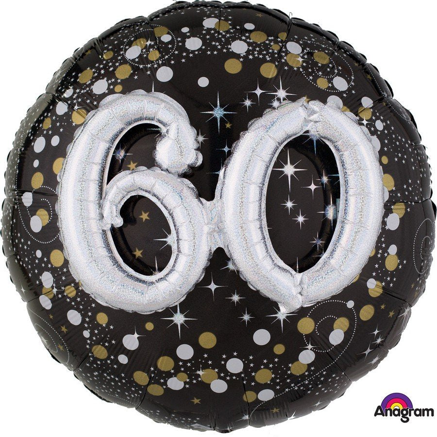 Holographic Sparkling 60th Birthday Balloon 81cm