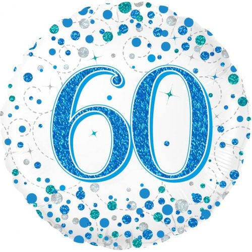 Sparkling Fizz Blue 60th Birthday 18 Inch Foil Balloon