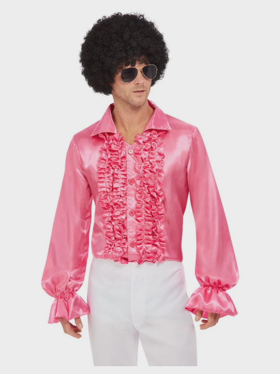 60s Pink Ruffled Mens Shirt