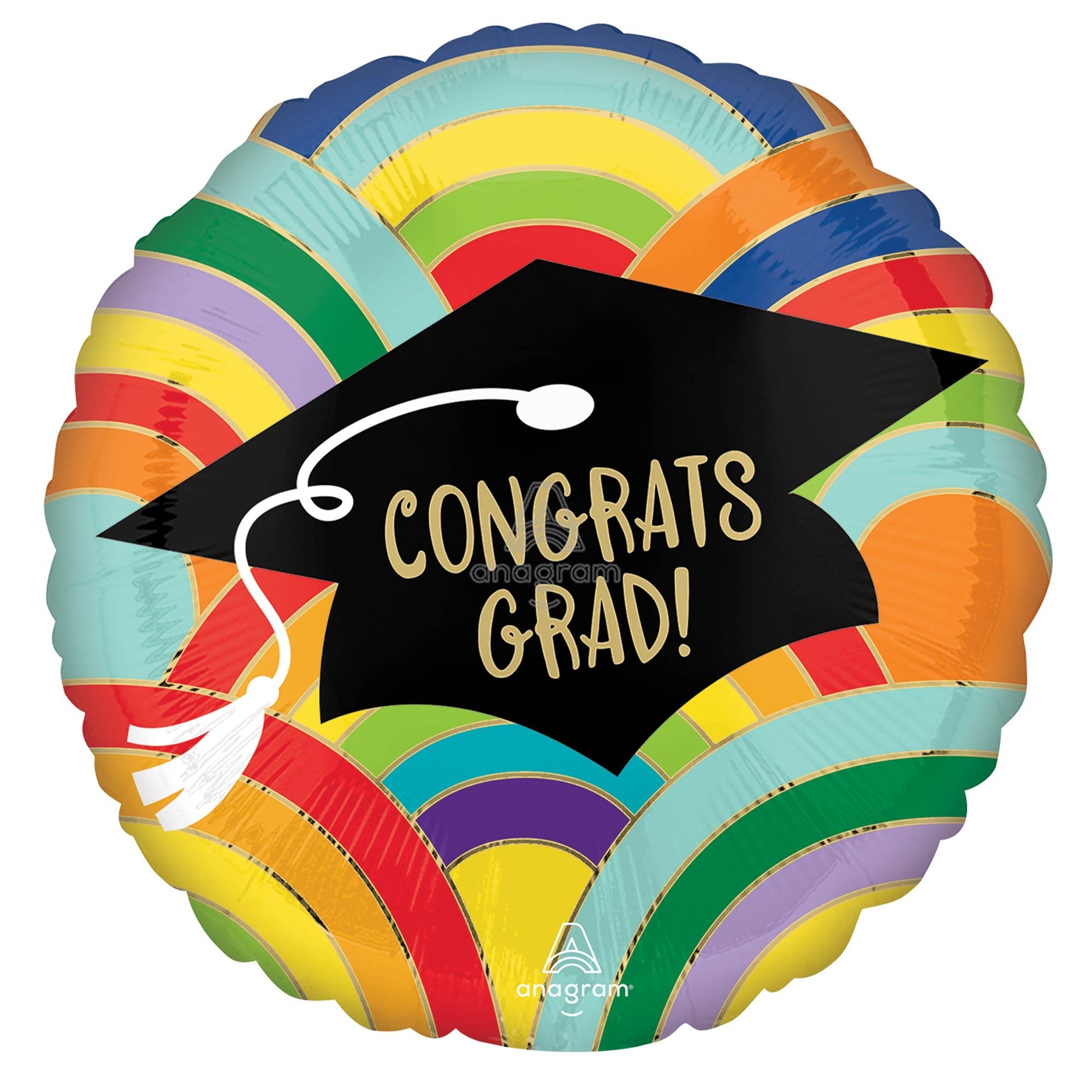 Congrats Grad Rainbows All Around Foil Balloon 45cm