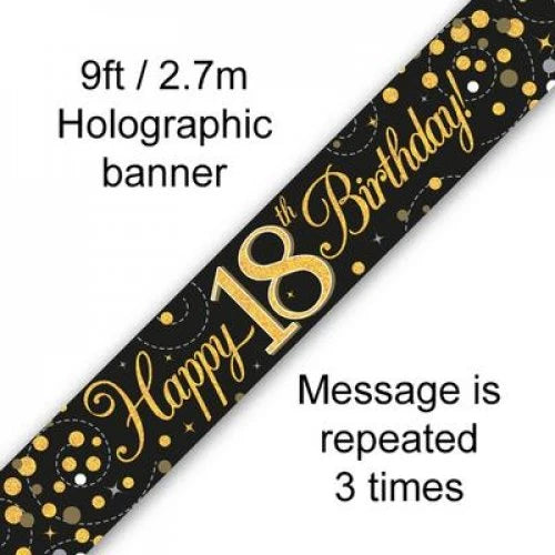 Sparkling Fizz Black & Gold 18th Banner