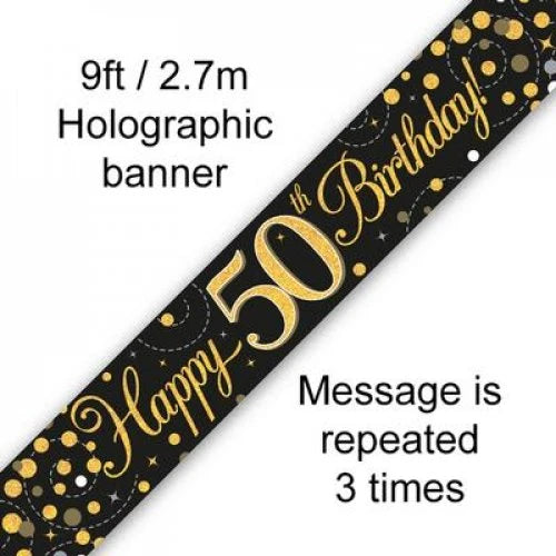 Sparkling Fizz Black & Gold 50th Banner