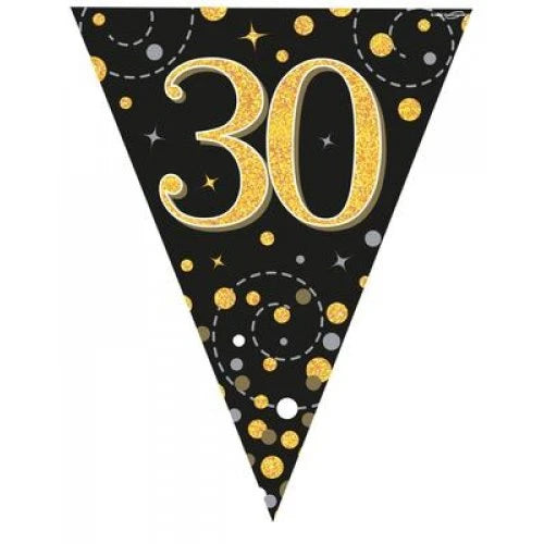 Sparkling Fizz 30th Black & Gold Bunting