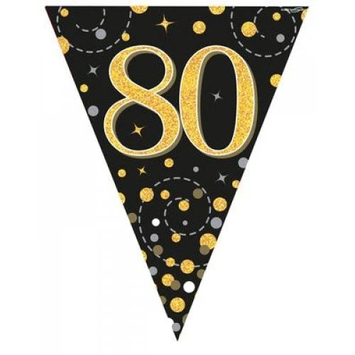 Sparkling Fizz 80th Black & Gold Bunting