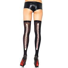 Opaque Thigh Highs with Stapled Wound Backseam