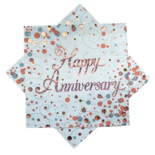 Rose Gold Sparkling Fizz Happy Anniversary Napkins