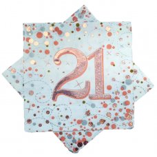 Rose Gold Sparkling Fizz 21st Birthday Napkins