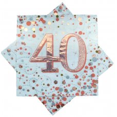 Rose Gold Sparkling Fizz 40th Birthday Napkins