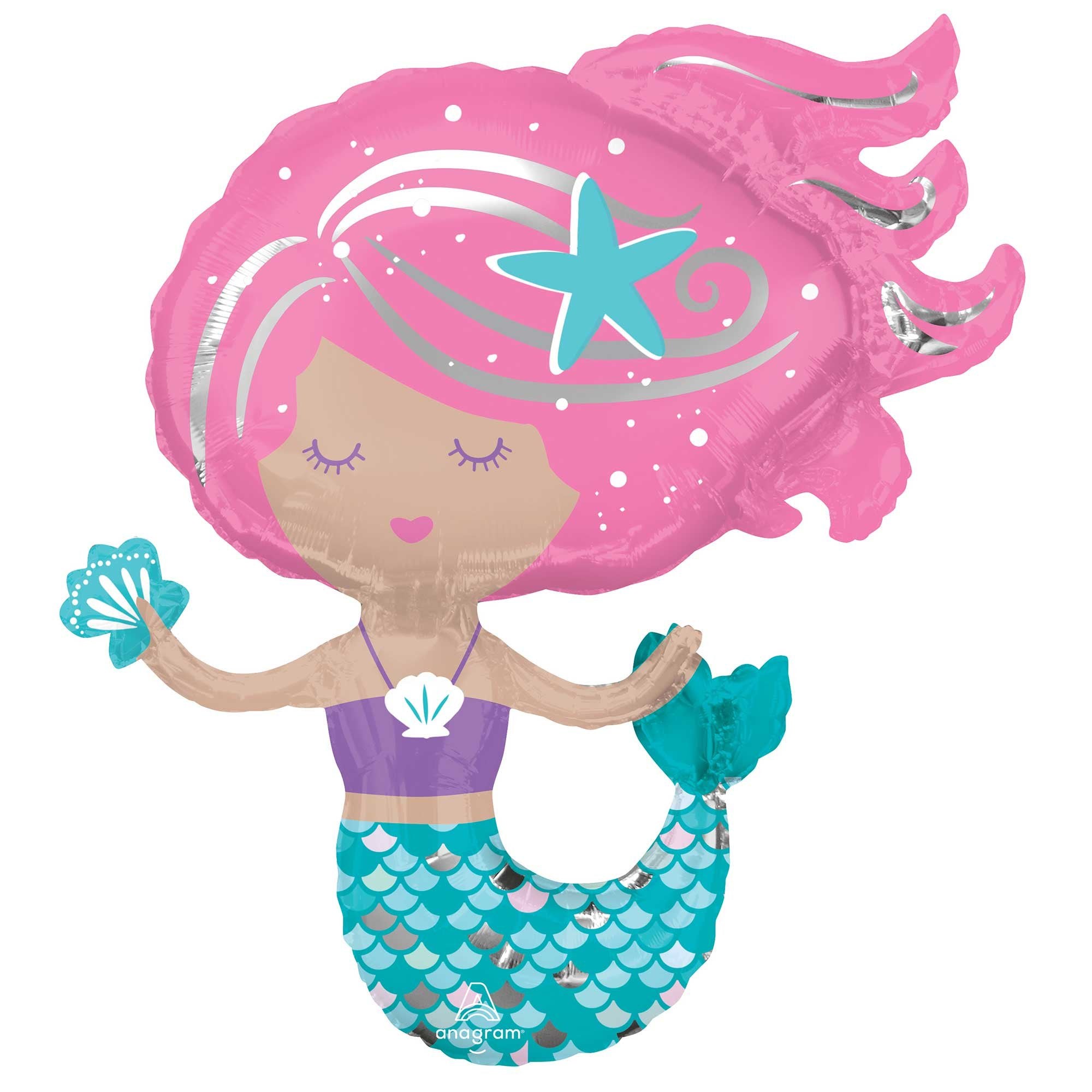 Pink and Turquoise Shimmering Mermaid Supershape Foil Balloon