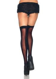 Sheer Thigh Highs with Woven Corset Back