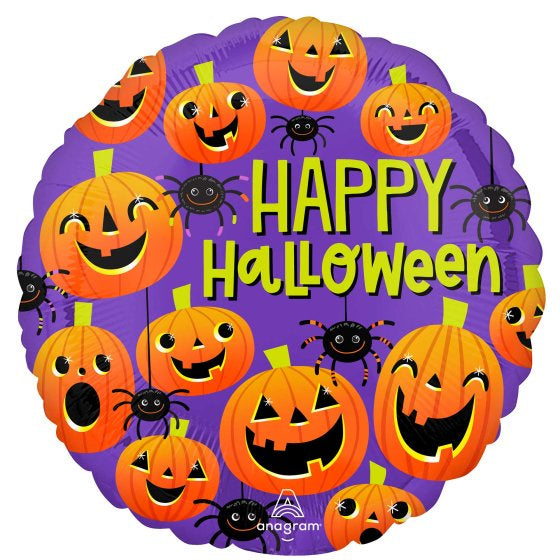 Happy Halloween Spiders and Pumpkins Foil Balloon