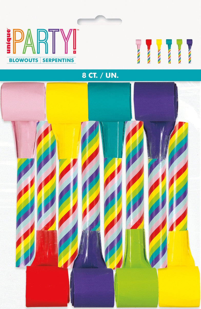 Candy Striped Party Blowouts 8 Pack