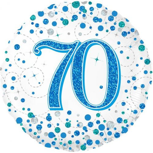 Sparkling Fizz Blue 70th Birthday 18 Inch Foil Balloon