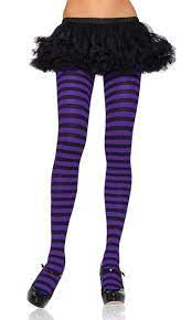 Purple Nylon Striped Tights